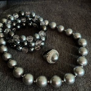 Grey Faux Pearl Set